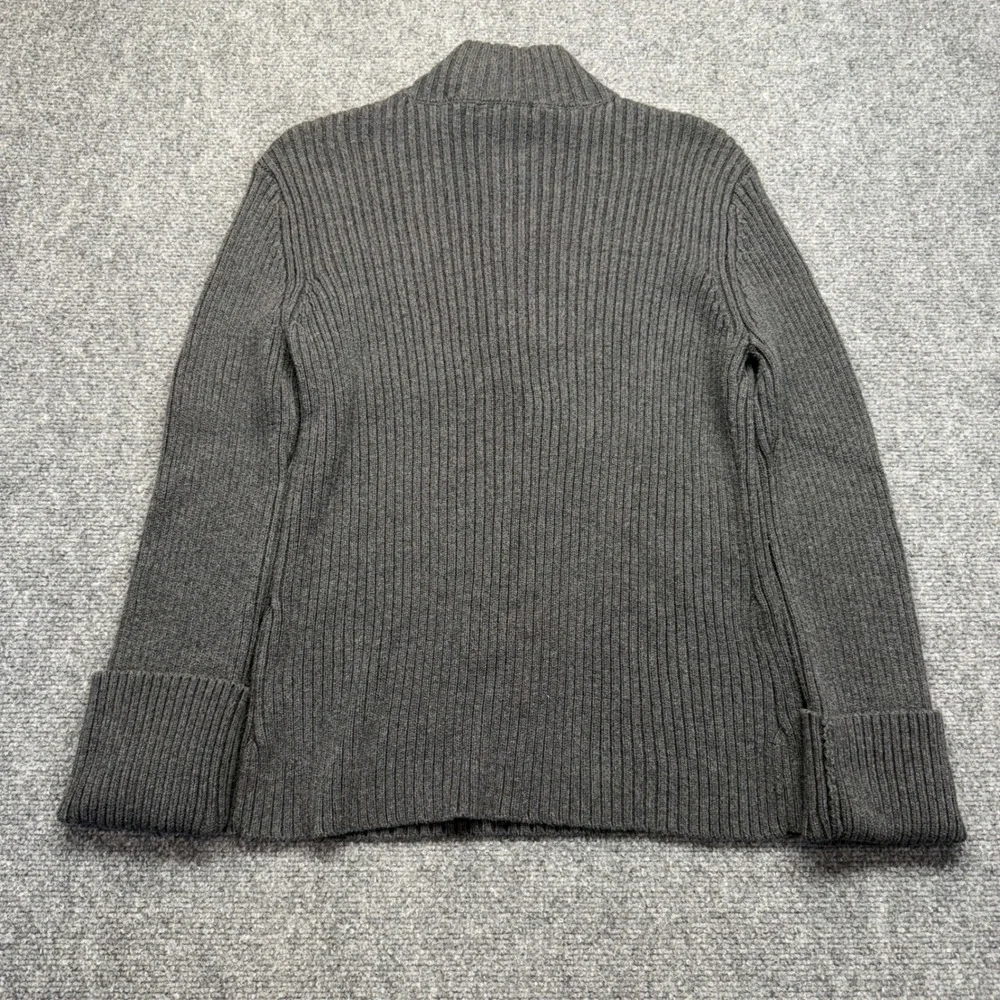 Y2K DKNY Jeans Womens XL Gray Ribbed Quarter Zip Pullover Sweater Logo Spellout - Picture 5 of 6